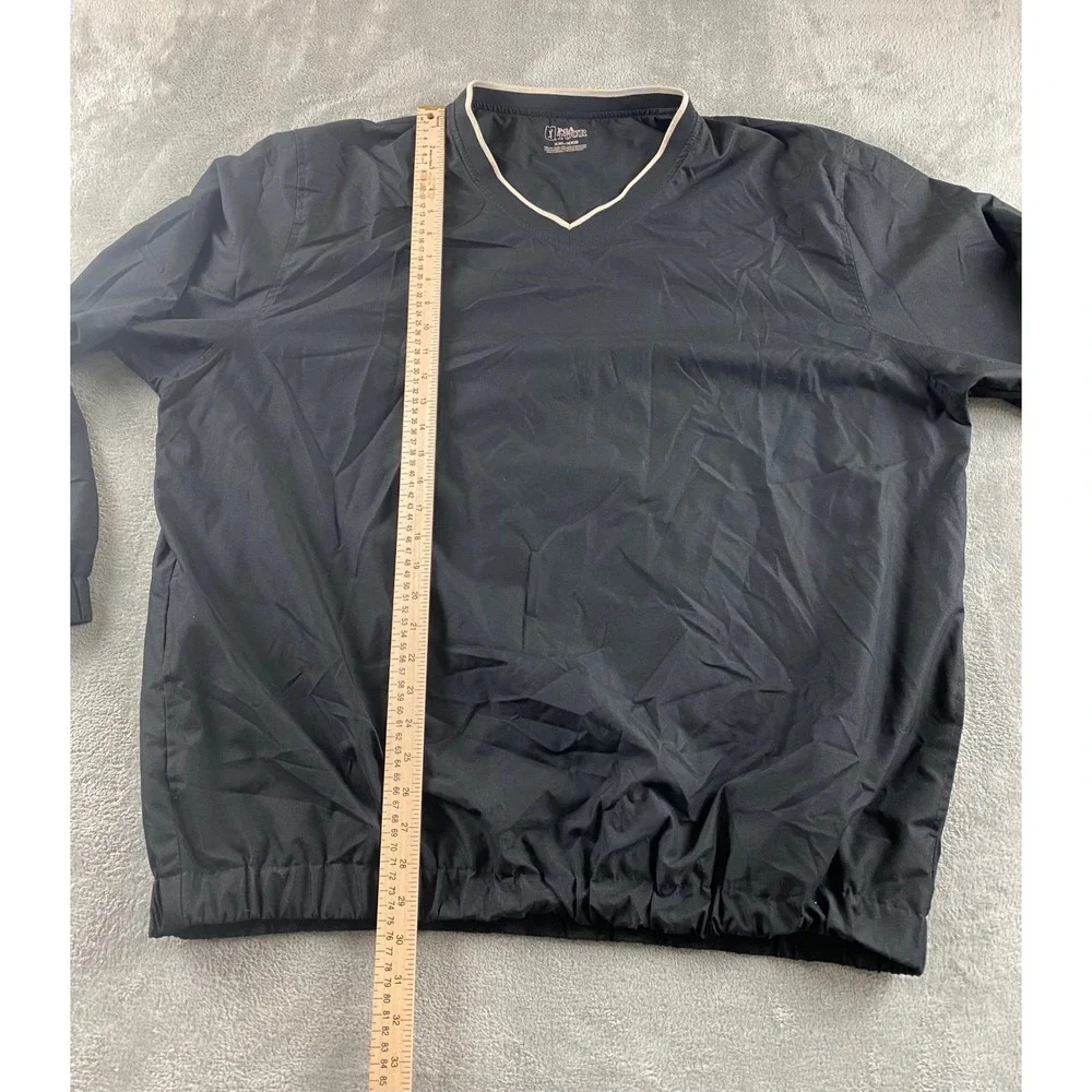PGA Tour Mens XXL Black V-Neck Golf Windshirt Pullover Long Sleeve Windbreaker